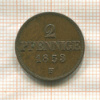 2 пфеннига. Саксония 1853г
