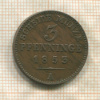 3 пфеннинга. Пруссия 1853г