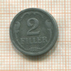 2 филлера. Венгрия 1943г