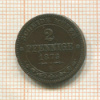 2 пфеннига. Саксония 1873г