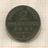 2 пфеннинга. Пруссия 1861г