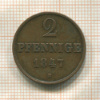 2 пфеннига. Ганновер 1847г