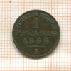 1 пфенниг. Рейсс-Грейц (деформация) 1868г