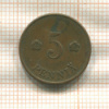 5 пенни. Финляндия 1922г