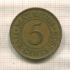 5 центов. Маврикий 1966г