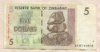 5 долларов. Зимбабве 2007г