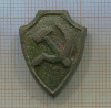 Знак на головной убор начальствующего и рядового состава РКМ (Рабоче-Крестьянская Милиция), без усов. 1929-1930 гг.