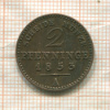 2 пфеннинга. Пруссия 1853г