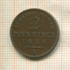 2 пфеннинга. Пруссия 1858г