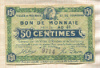 50 сантимов. Франция. Эмиссия городов Рубэ (Roubaix) и Туркуэн (Tourcoing) 1917г