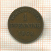 1 пфеннинг. Бавария 1868г