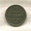 2 скиллинга. Норвегия 1842г