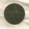 1 пфенниг. Саксония 1772г