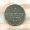 6 крейцеров. Австрия 1849г