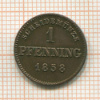 1 пфеннинг. Бавария 1858г
