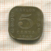 5 центов. Цейлон 1945г