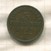 3 пфеннинга. Пруссия 1868г