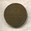 4 пфеннинга. Брауншвейг-Каленберг-Ганновер 1796г