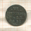 6 пфеннингов. Мекленбург-Шверин 1831г