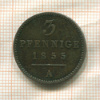 3 пфеннига. Вальдек-Пирмонт 1855г
