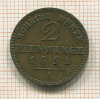 2 пфеннинга. Пруссия 1851г