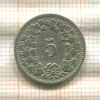5 раппенов. Швейцария 1885г