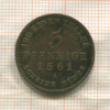 3 пфеннига. Анхальт 1861г