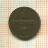 1 пфенниг. Саксония 1854г