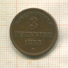 3 пфеннига. Биркенфельд 1858г