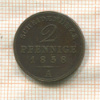 2 пфеннига. Шаумбург-Липпе 1858г