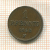 1 пфенниг. Саксония 1852г