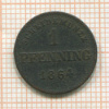 1 пфеннинг. Бавария 1864г